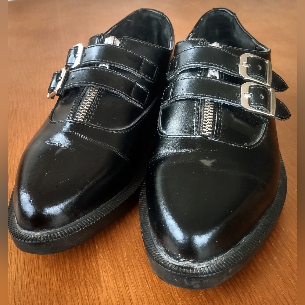 TUK Black Ankle Boots with Buckle Detail